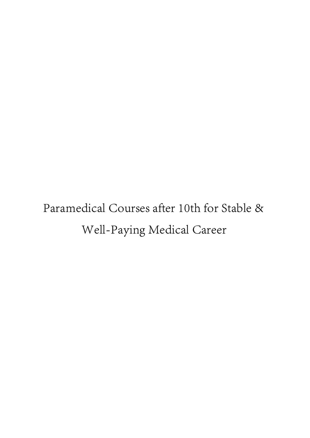 paramedical courses after 10th for stable