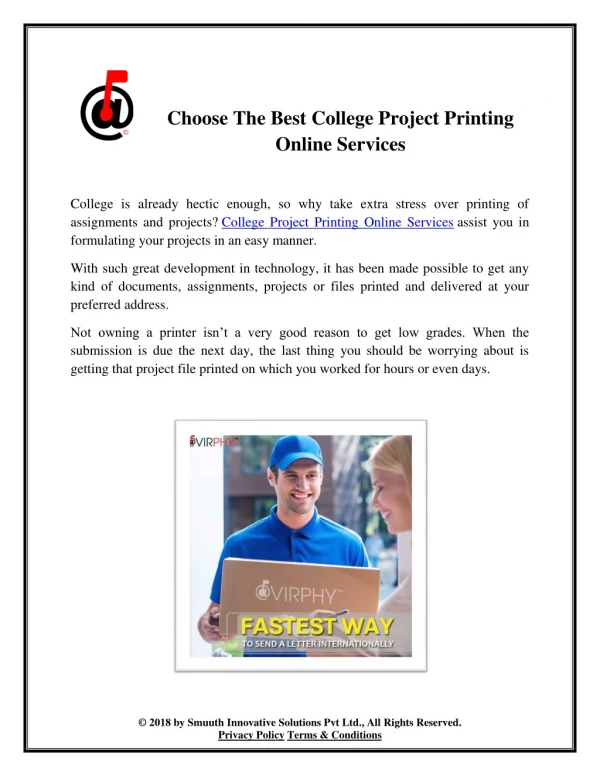 Choose The Best College Project Printing Online Services