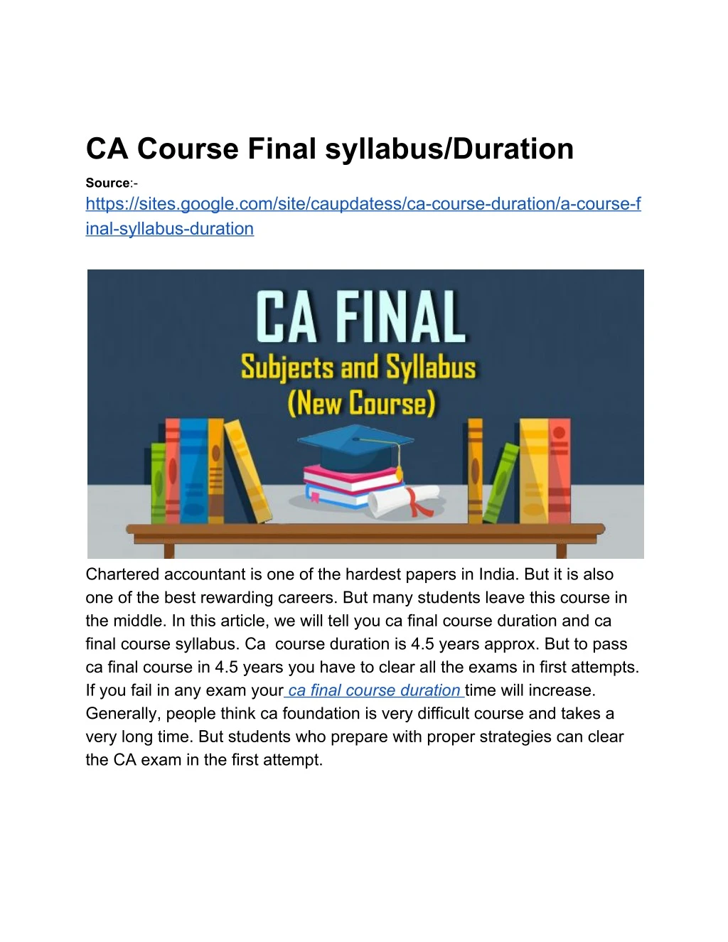 ca course final syllabus duration