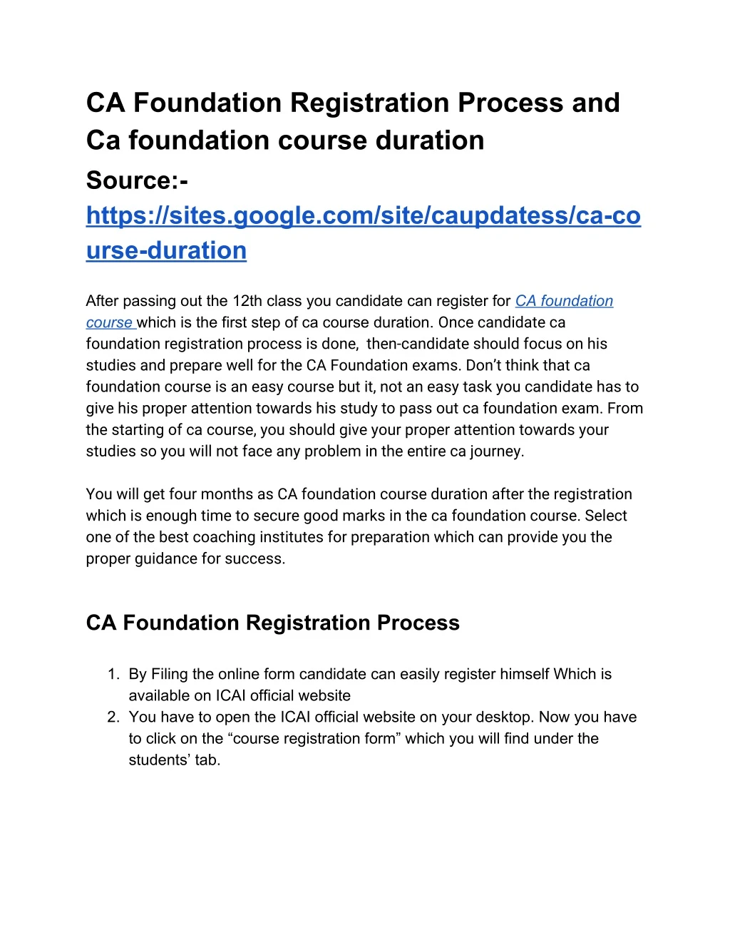 ca foundation registration process