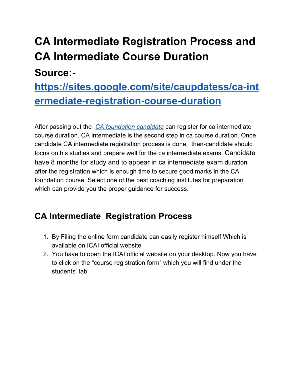 ca intermediate registration process