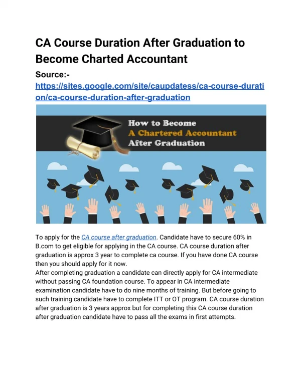 CA Course Duration After Graduation to Become Charted Accountant