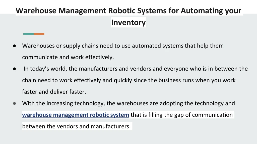 warehouse management robotic systems for automating your inventory