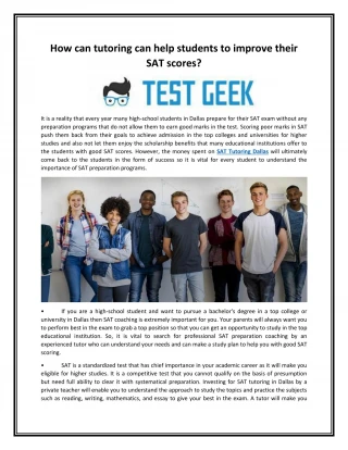 How can tutoring can help students to improve their SAT scores - slide 1