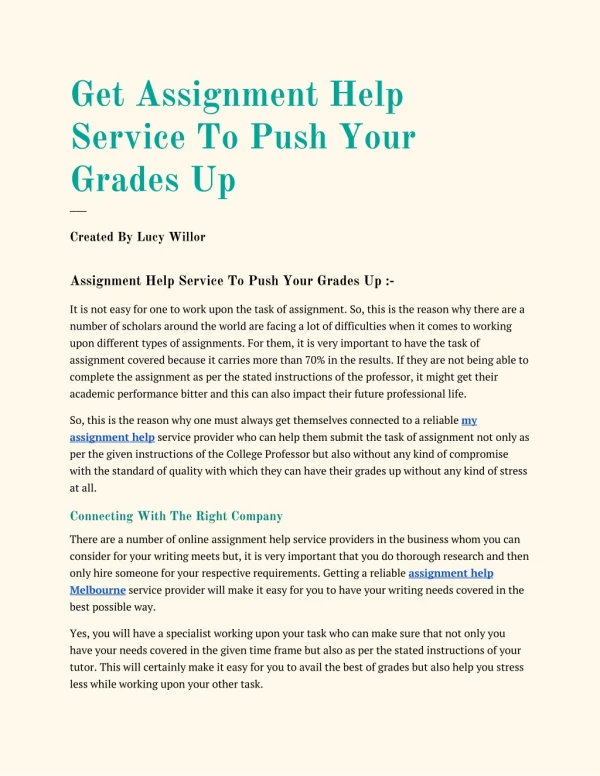 Get Assignment Help Service To Push Your Grades Up - IdealAssignmentHelp.com