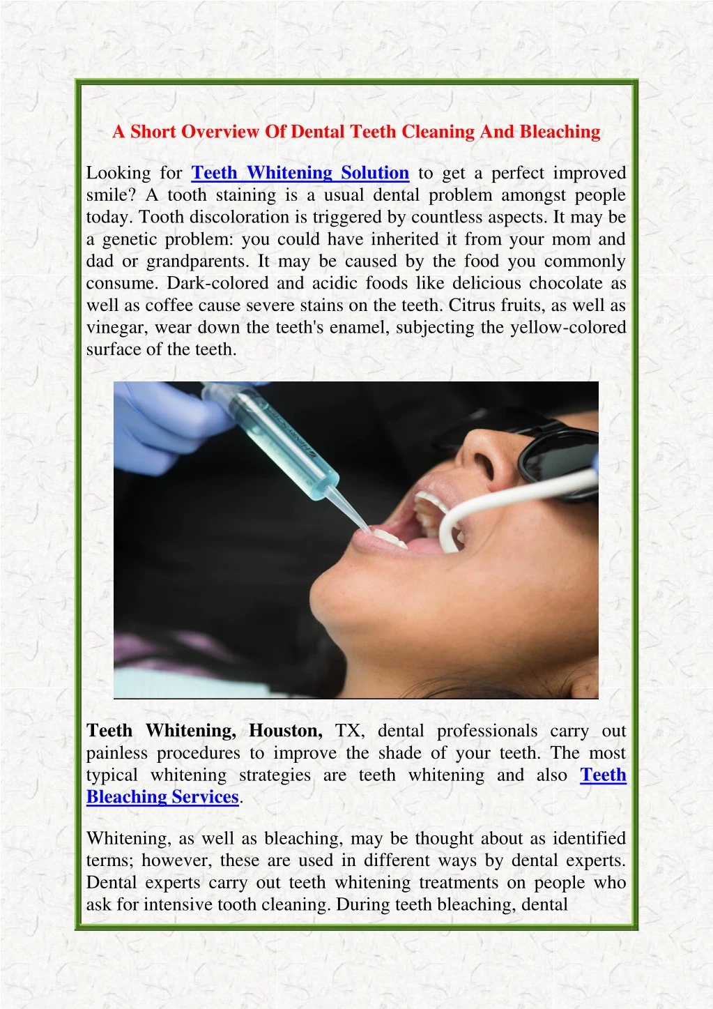 a short overview of dental teeth cleaning