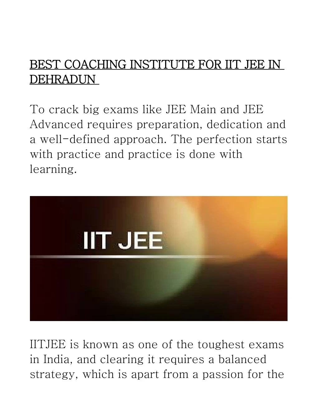 best coaching institute for iit jee in best