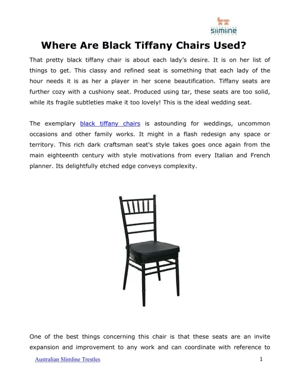 Where Are Black Tiffany Chairs Used