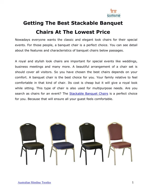 Getting The Best Stackable Banquet Chairs At The Lowest Price