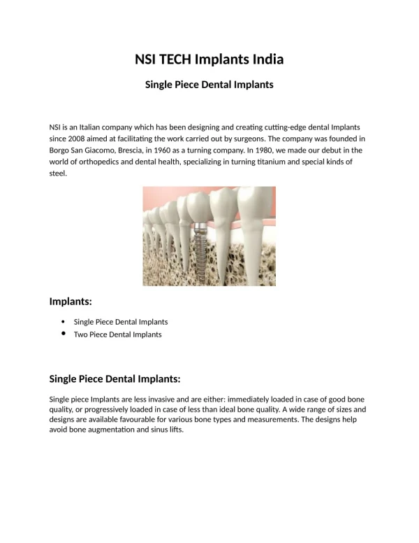 Single Piece Dental Implants