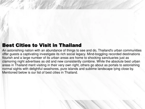 best cities in Thailand