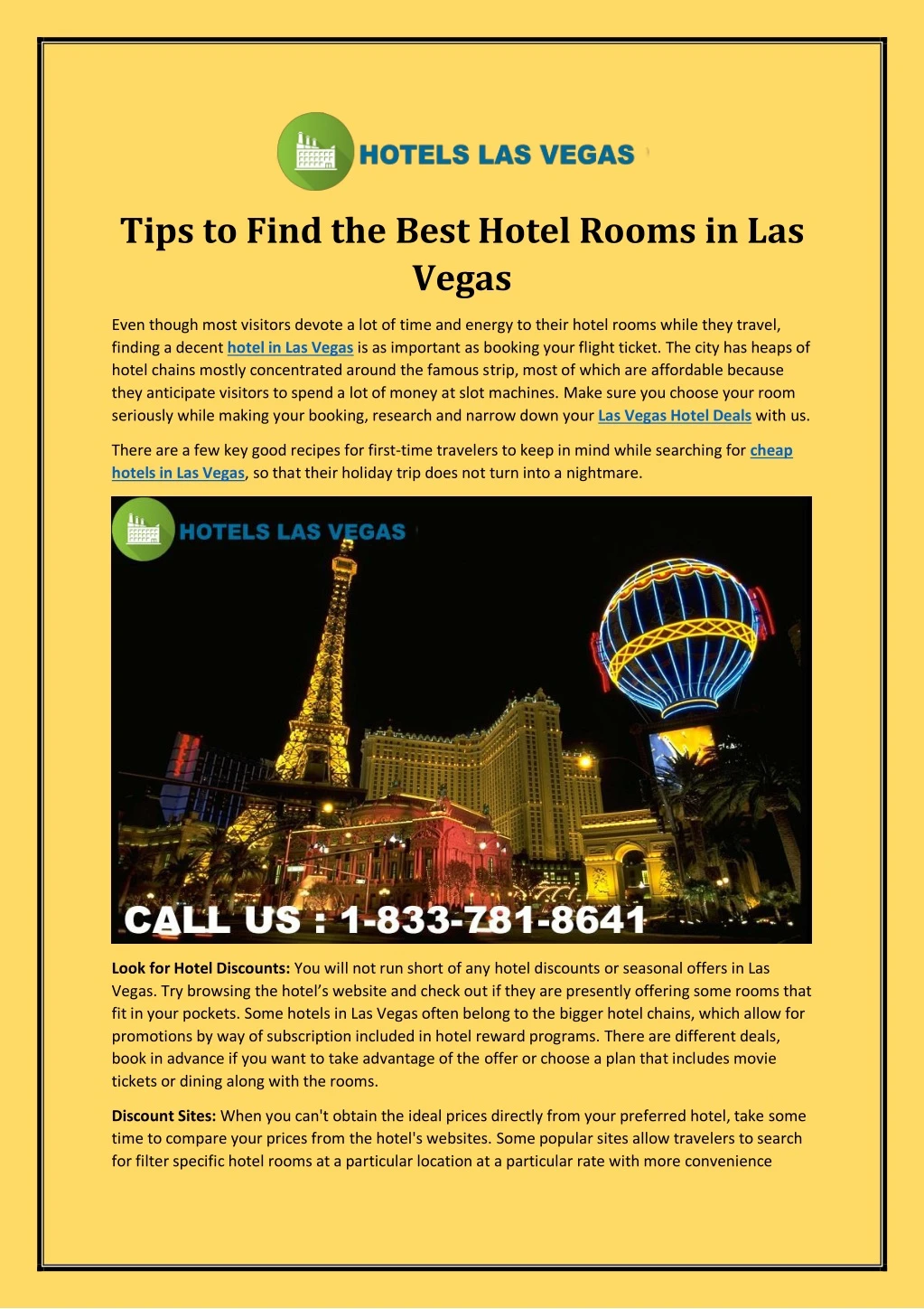 tips to find the best hotel rooms in las vegas
