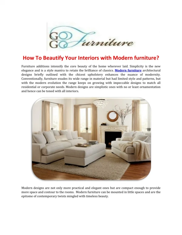 How To Beautify Your Interiors with Modern furniture?