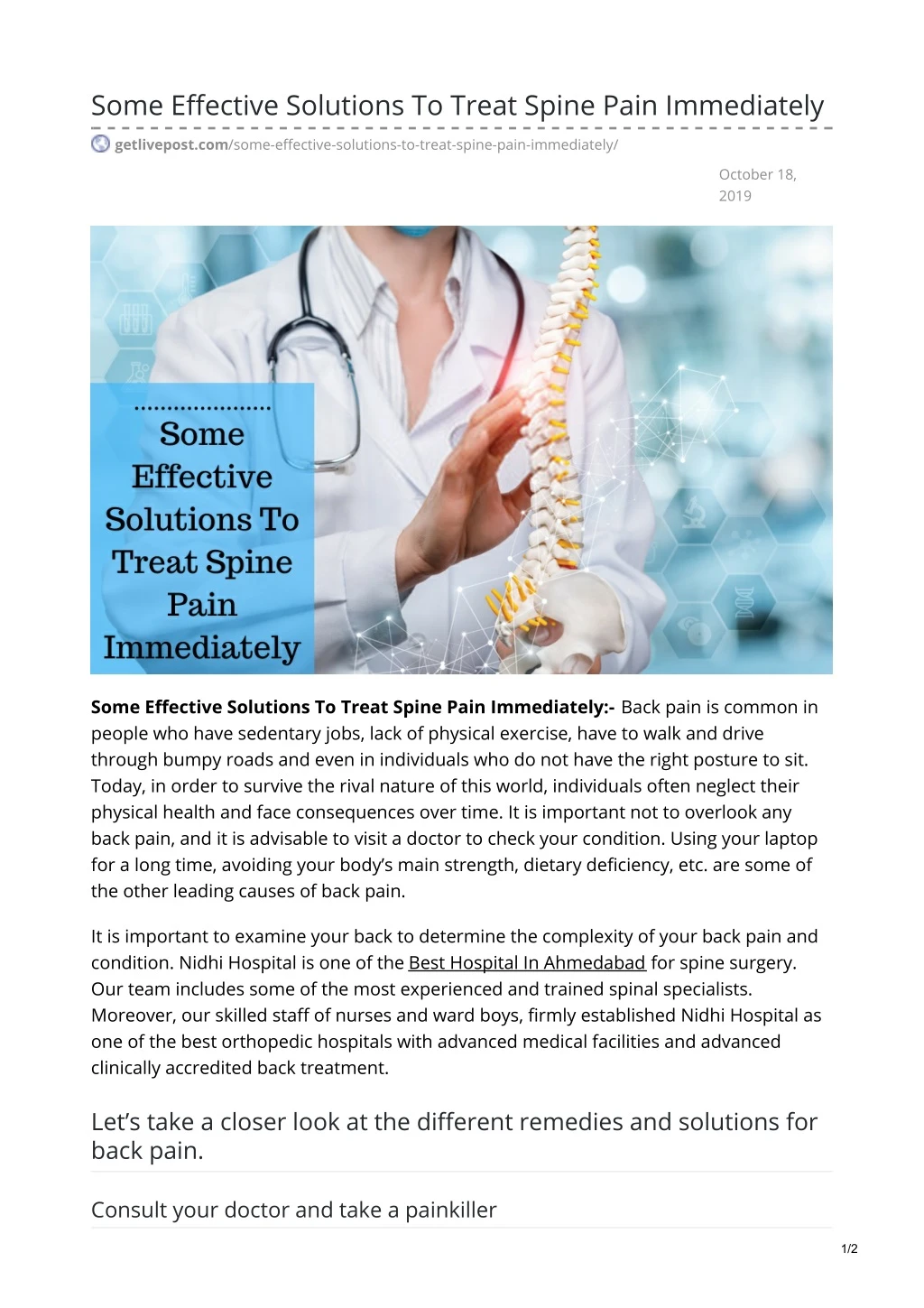 some effective solutions to treat spine pain
