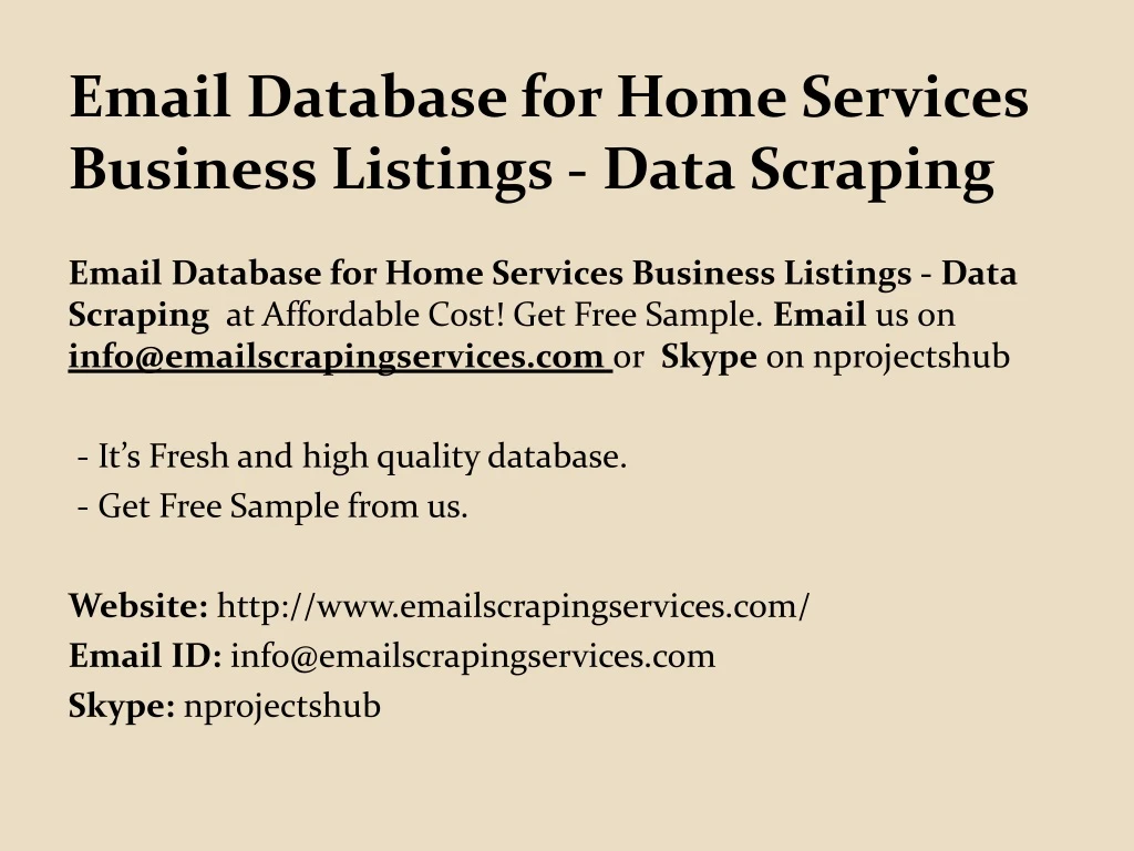email database for home services business listings data scraping