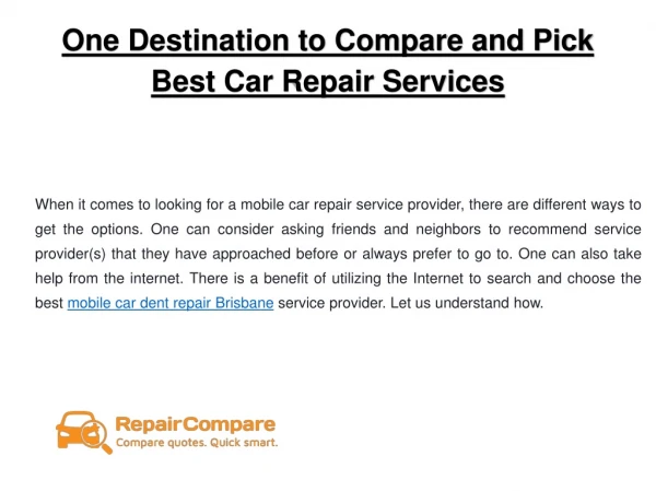 One Destination to Compare and Pick Best Car Repair Services