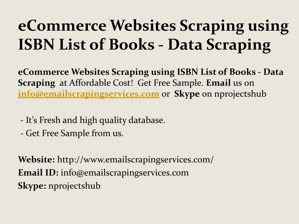 ecommerce websites scraping using isbn list of books data scraping