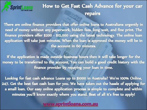 How to Get Fast Cash Advance for your car repairs