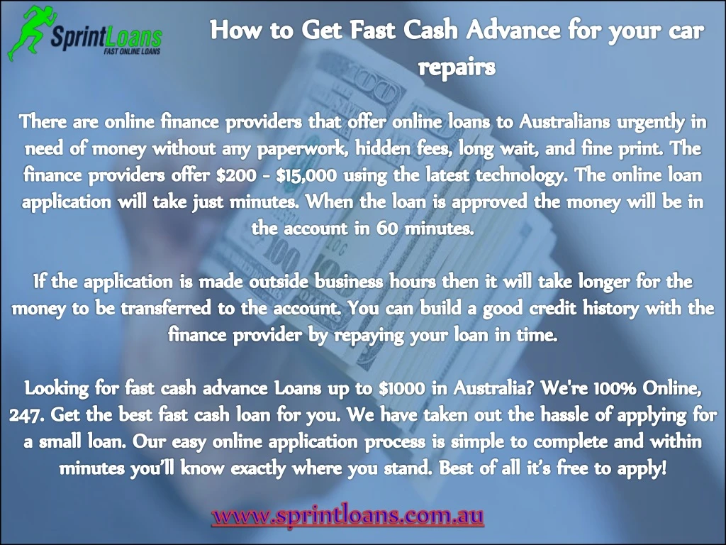 how to get fast cash advance for your car repairs