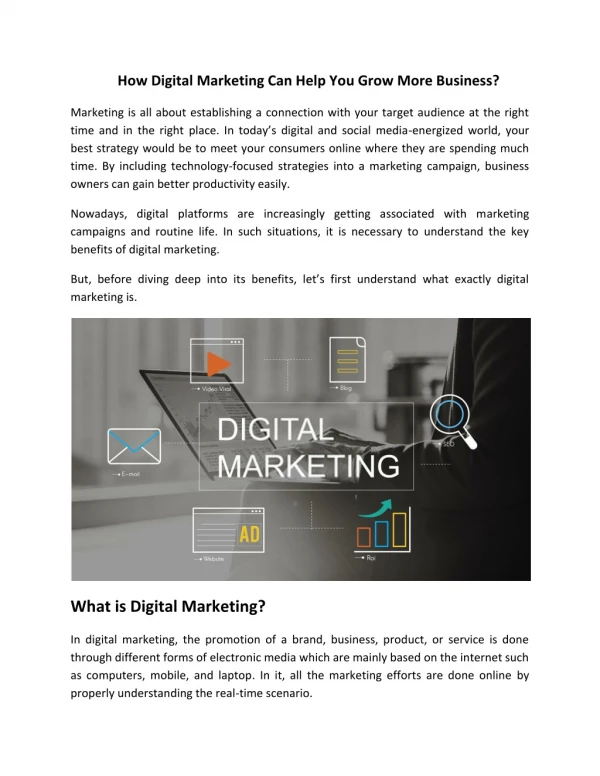 How Digital Marketing Can Help You Grow More Business?