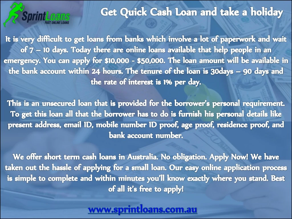 get quick cash loan and take a holiday