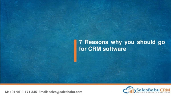 7 Reasons why you should go for CRM software