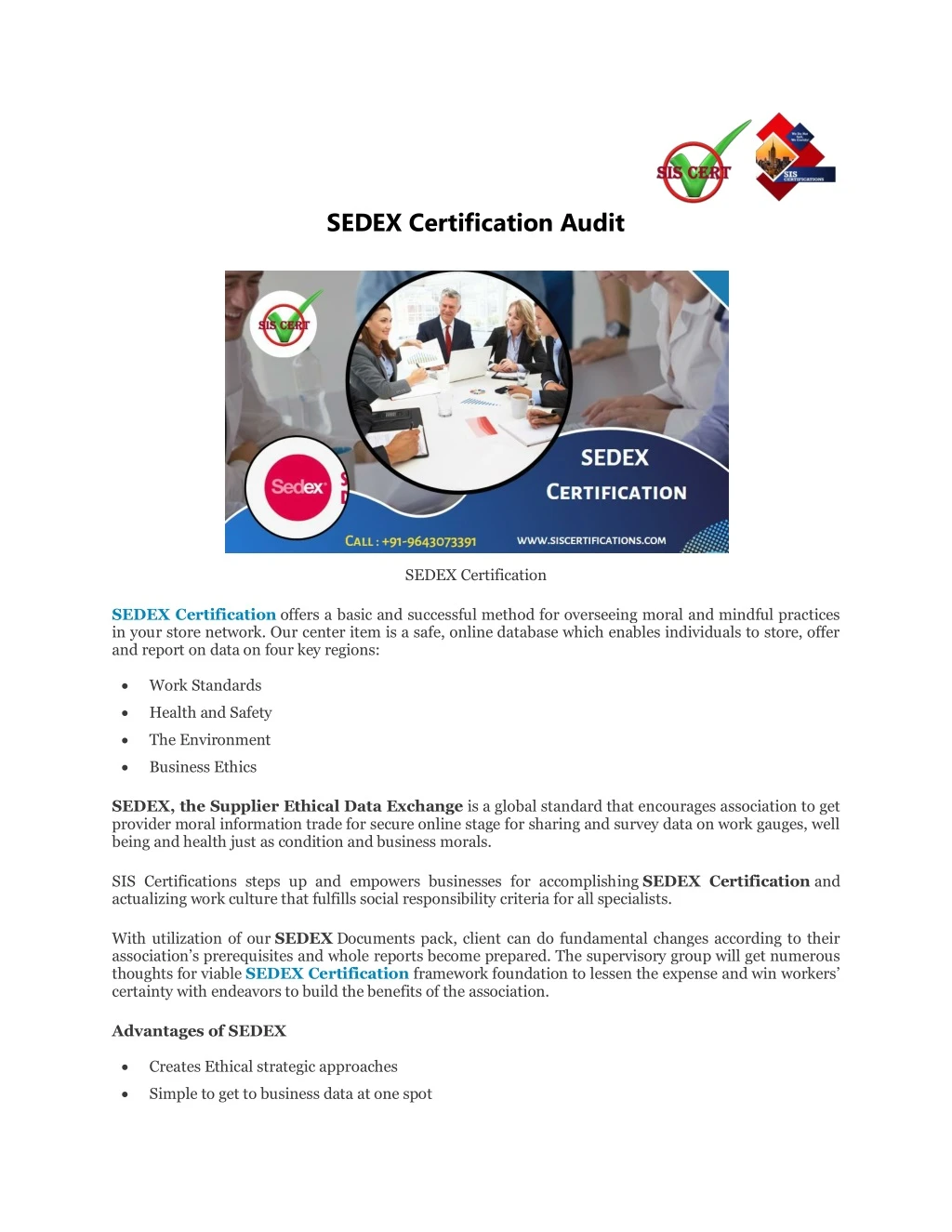 sedex certification audit