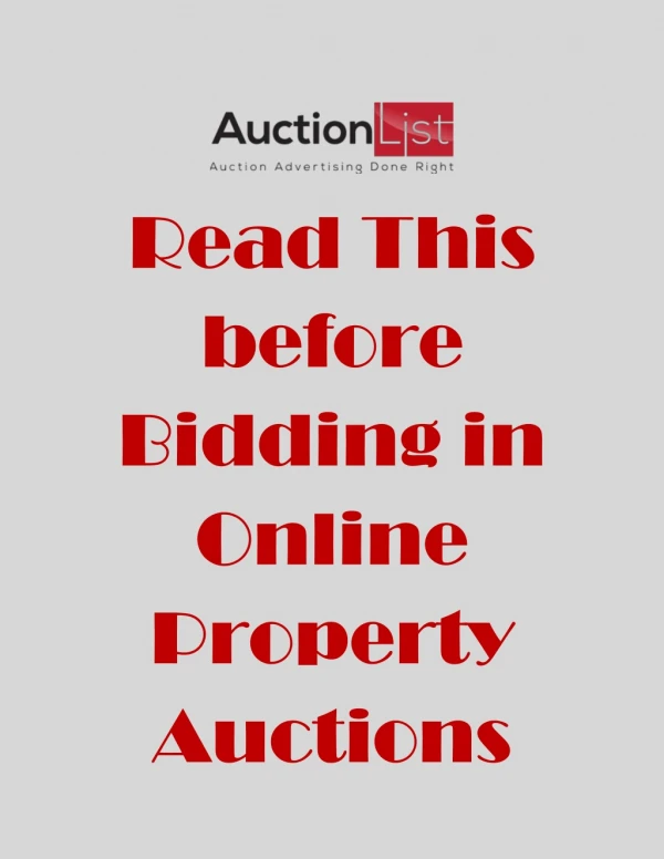 Read This before Bidding in Online Property Auctions