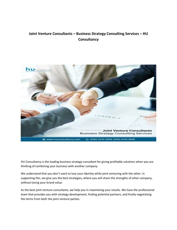 Strategic Alliance Consulting Services in India – HU Consultancy
