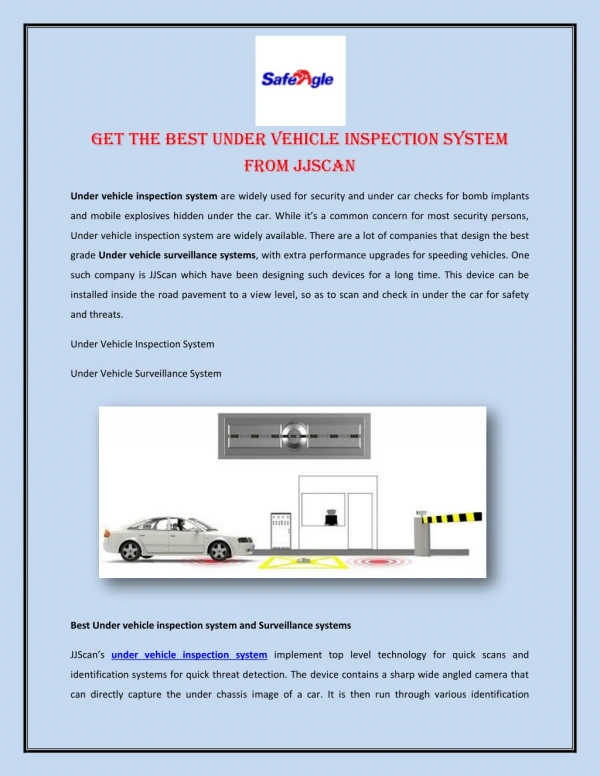 Get the Best Under Vehicle Inspection System from JJScan