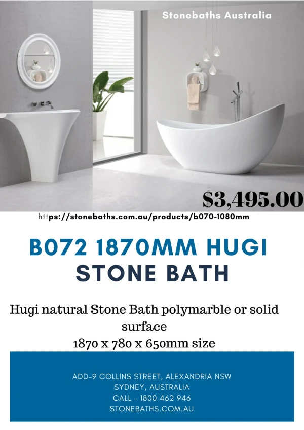 B072 1870MM HUGI STONE BATH