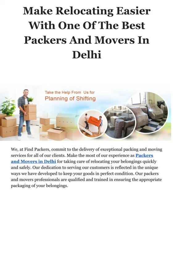 Make Relocating Easier With One Of The Best Packers And Movers In Delhi