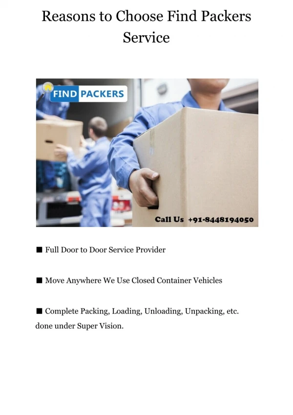 Reasons to Choose Find Packers Service