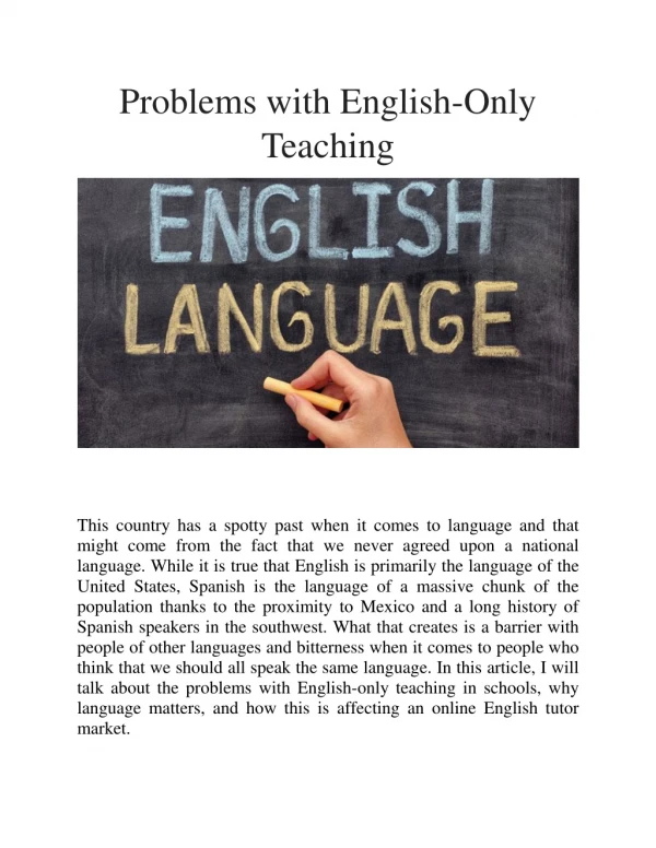 Problems with English-Only Teaching