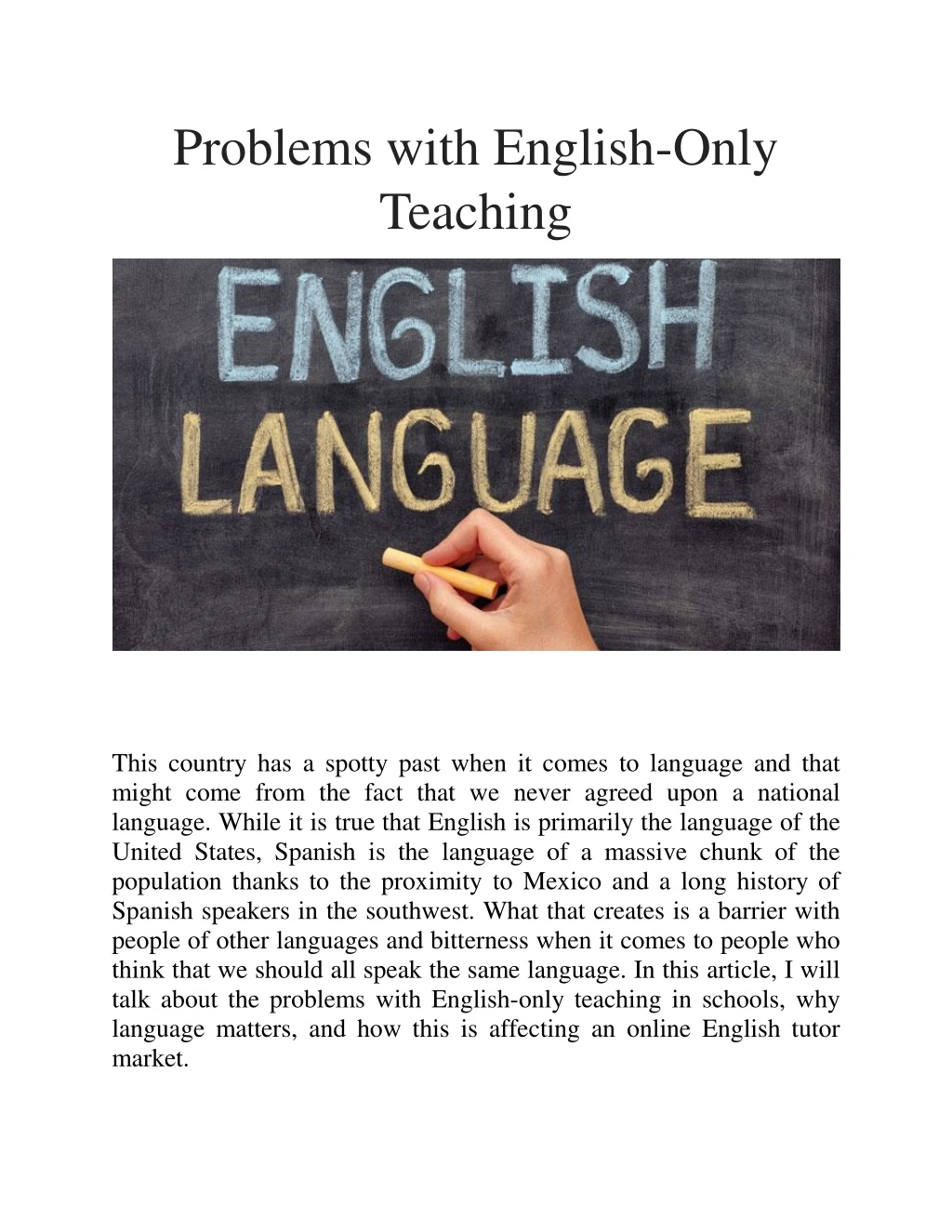 problems with english only teaching