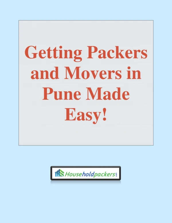 Reliable Packers and Movers in Pune - Householdpackers