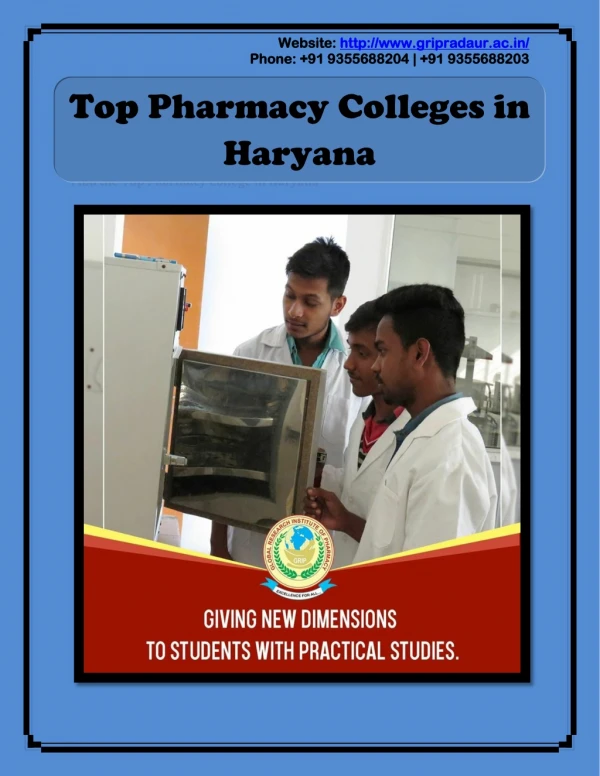 B Pharmacy College in Haryana - B Pharma College