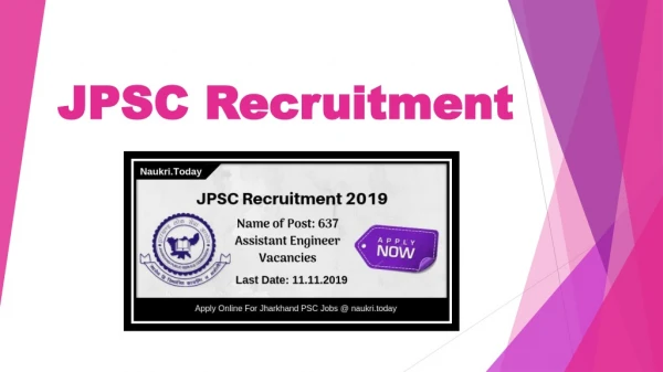 JPSC Recruitment 2019 For 637 Assistant Engineer Vacancies Apply Now