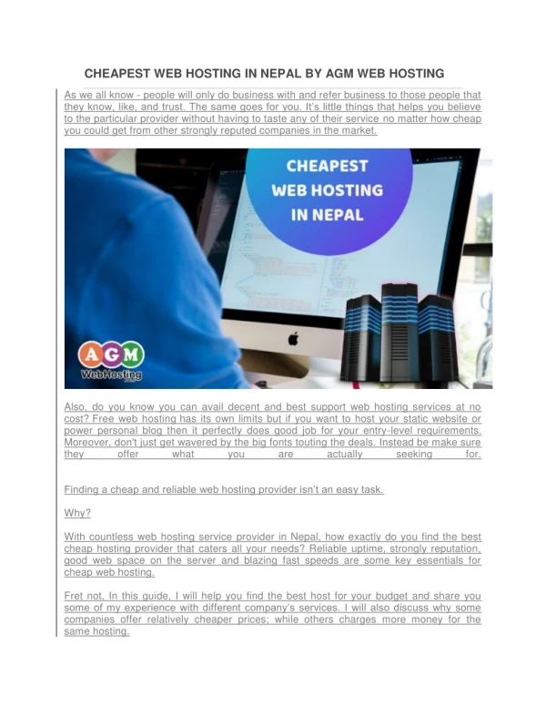 CHEAPEST WEB HOSTING IN NEPAL BY AGM WEB HOSTING