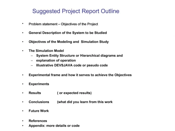 Suggested Project Report Outline