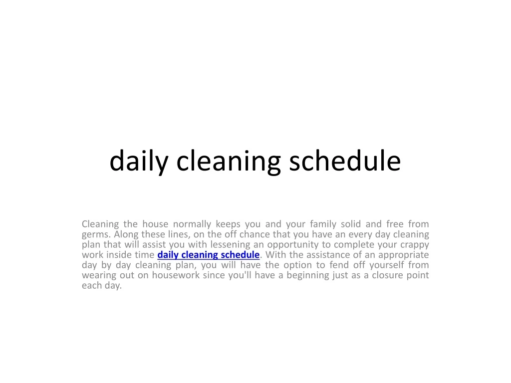 daily cleaning schedule