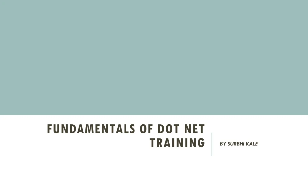 fundamentals of dot net training