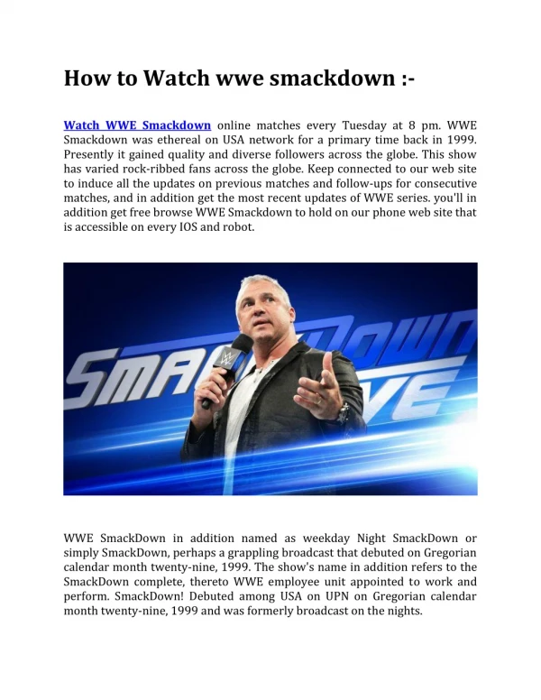 How to Watch wwe smackdown
