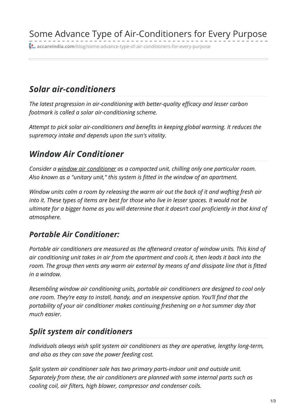 some advance type of air conditioners for every