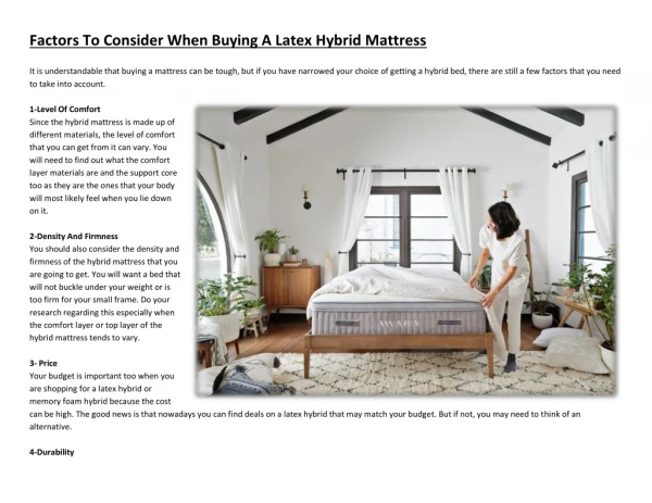 Factors To Consider When Buying A Latex Hybrid Mattress