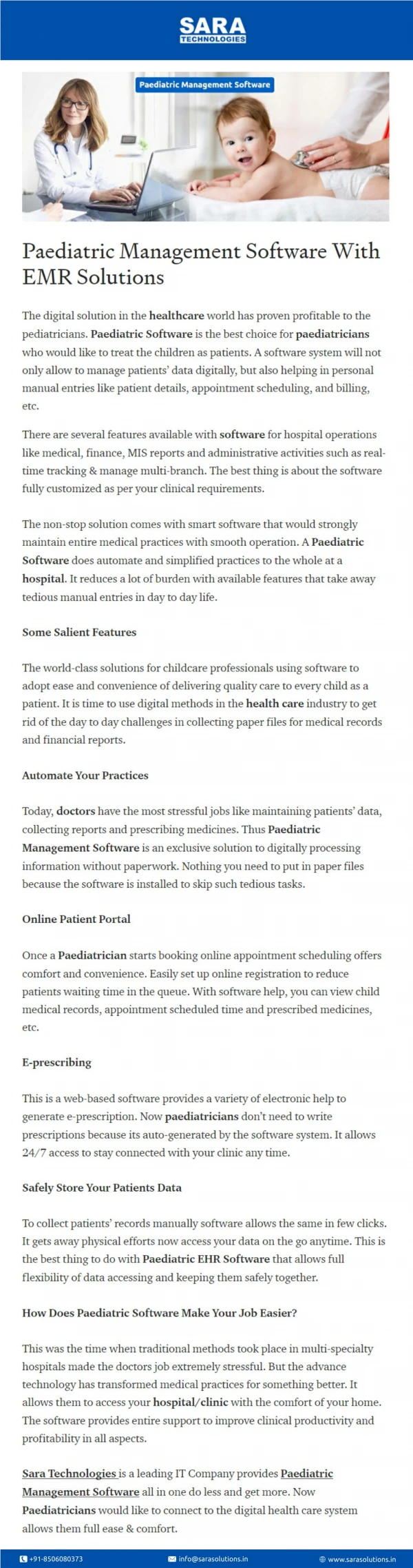 Paediatric Management Software With EMR Solutions