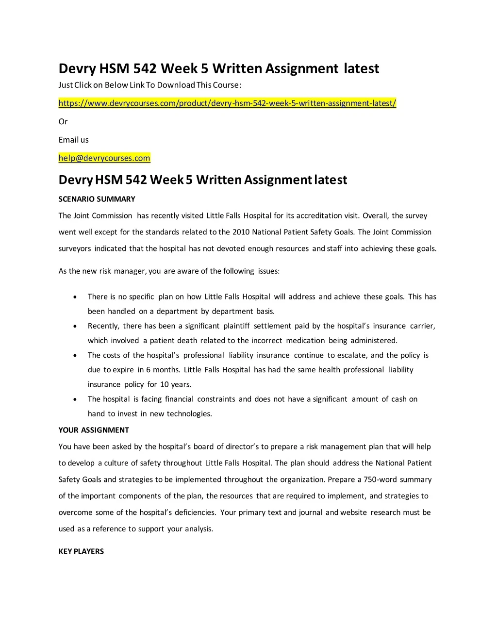 devry hsm 542 week 5 written assignment latest