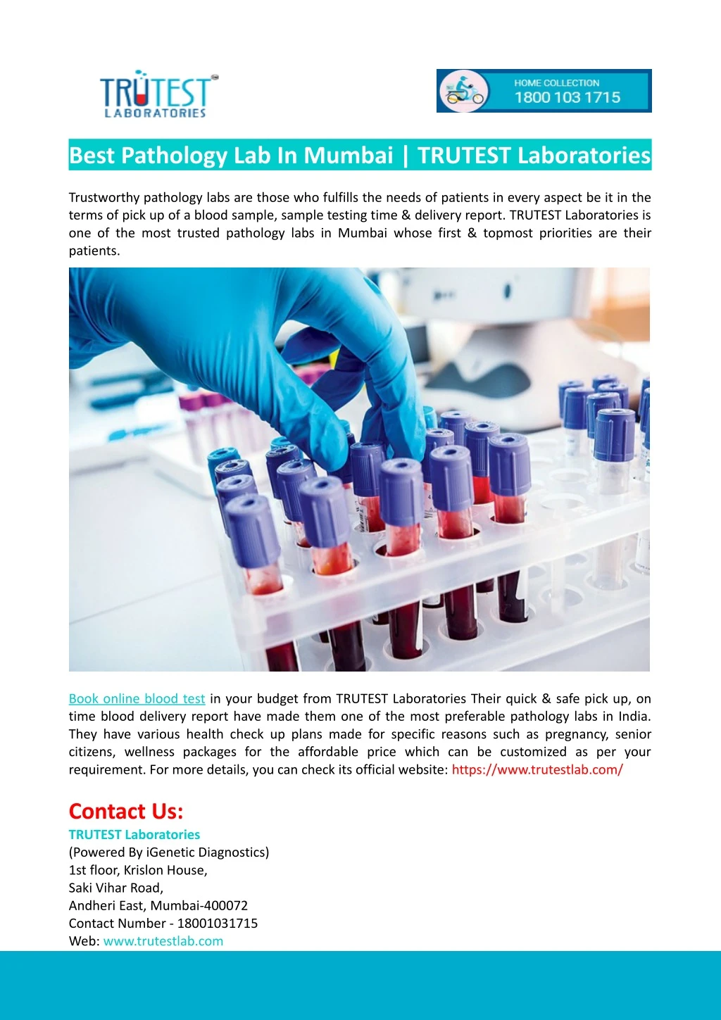 best pathology lab in mumbai trutest laboratories