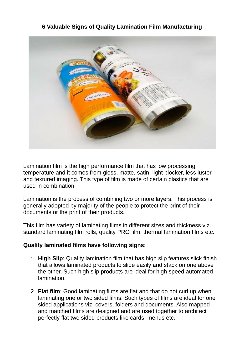 6 valuable signs of quality lamination film